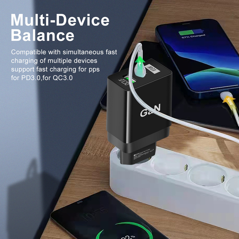 Hitech 65W mobiliojo telefono įkroviklis, didelio galingumo antipirenas, patogus PD QC3.0 JAV/ES/JK standartinis kištukas universalus USB įkroviklio adapteris_voghion.com