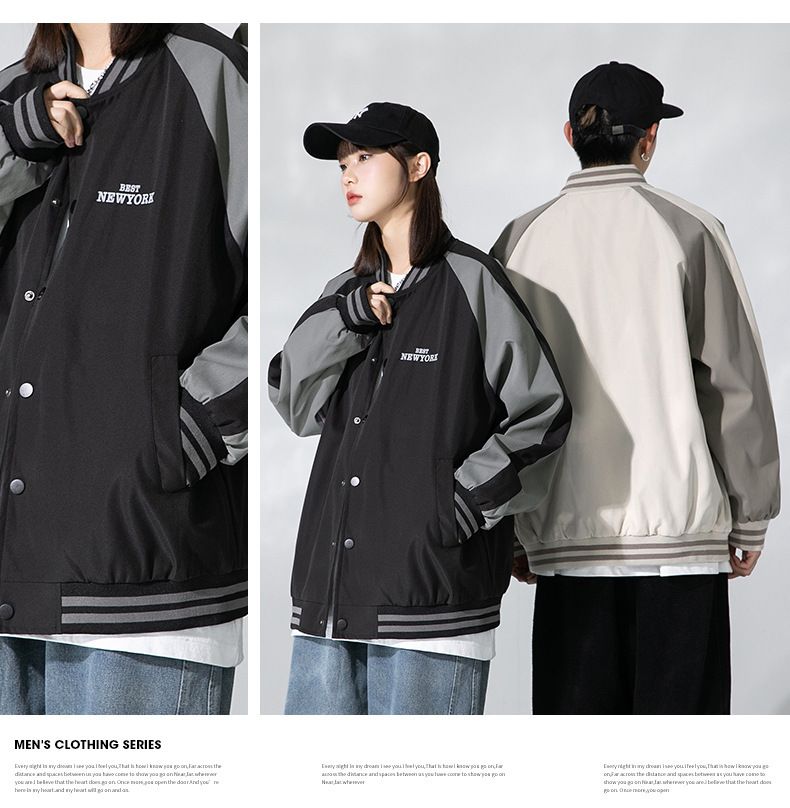 Streetwear Baseball Jacket – Oversized Color-Block Varsity Coat (Black/Tan/Fleece-Lined) For Unisex Urban Layering_voghion.com