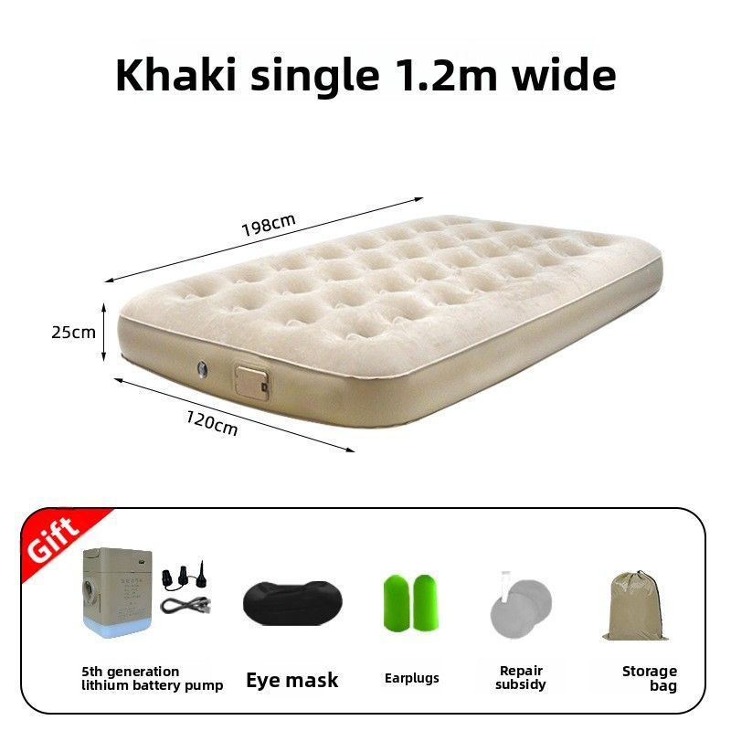 Fully Automatic Heightened And Thickened Flocked Inflatable Mattress, Outdoor Camping Double Air Bed, Home Use With_voghion.com