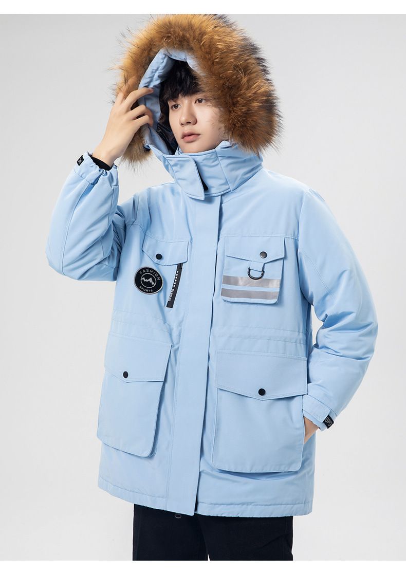 High Quality Down Jacket Men's Winter White Duck Down Thickened Fur Collar Jacket Casual Windbreaker Couple Workwear Party Jacket_voghion.com