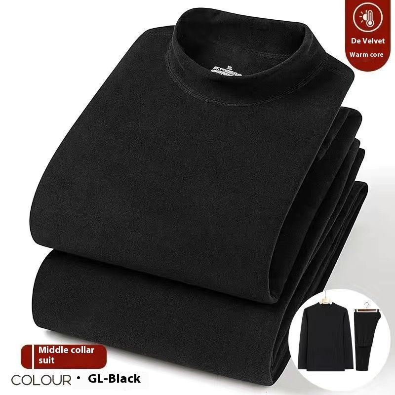 Conjunto de ropa interior térmica De Rong, cuello medio alto, cuello redondo, ropa de otoño y pantalones, abrigo interior para hombre, vestimenta cálida de invierno_voghion.com