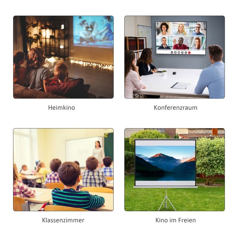 Projektionsleinwand Im 4:3-Format, Für Heimkino Oder Präsentationen, Weiß_voghion.com