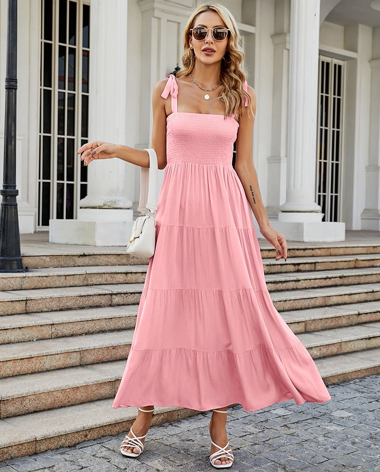 Selbstschießendes Cross Border Spring Sexy rückenfreies bedrucktes Strapskleid im Urlaubsstil für Frauen_voghion.com