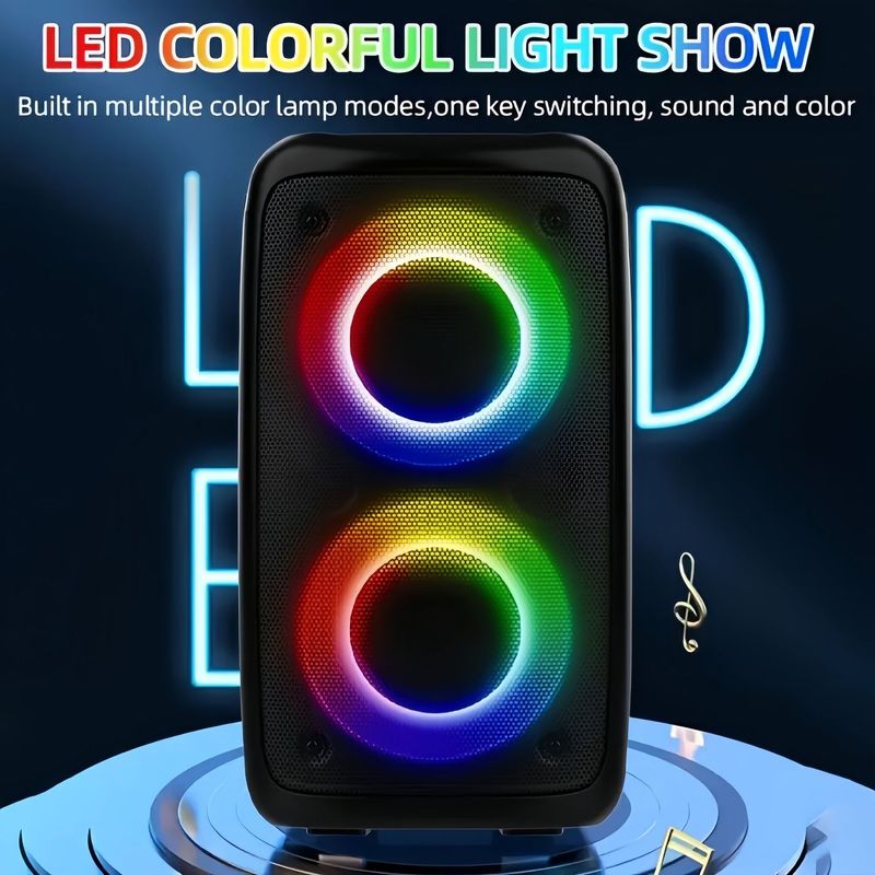 Karaoke Radio FM Bluetooth Speaker Portable Wireless With Microphone Lamp Machine Caixa De Som Sound Box Music Subwoofer LED TWS_voghion.com