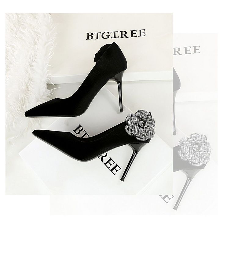 3739-H59L Wind slimming Water Diamond Side Flower Xishi Velvet Fine Super High Heels Single Shoes for Women_voghion.com