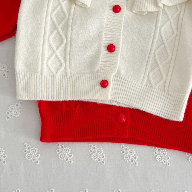 Pull tricoté pour filles, manteau, jupe courte, princesse, ensemble deux pièces cerise, nouvelle collection automne/hiver 2023_voghion.com