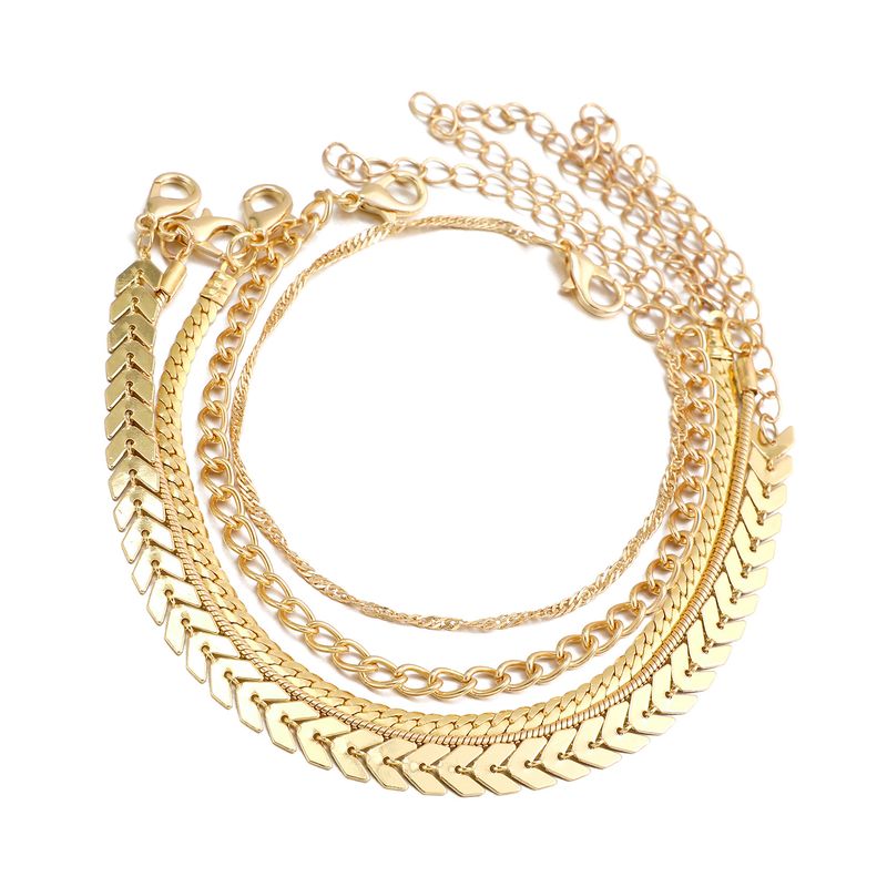 Bohemesch Minimalistesch Handschmuck Metall Damen Set 6er Multilayer Ketten Einfacht Armband_voghion.com