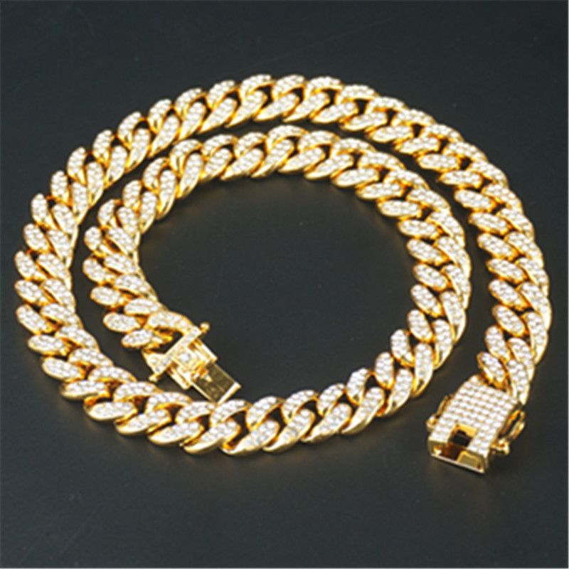 Hip Hop Dominant 12,5 mm Full Diamond Big Cuban Collana Catena Oro Vendita Speciale_voghion.com