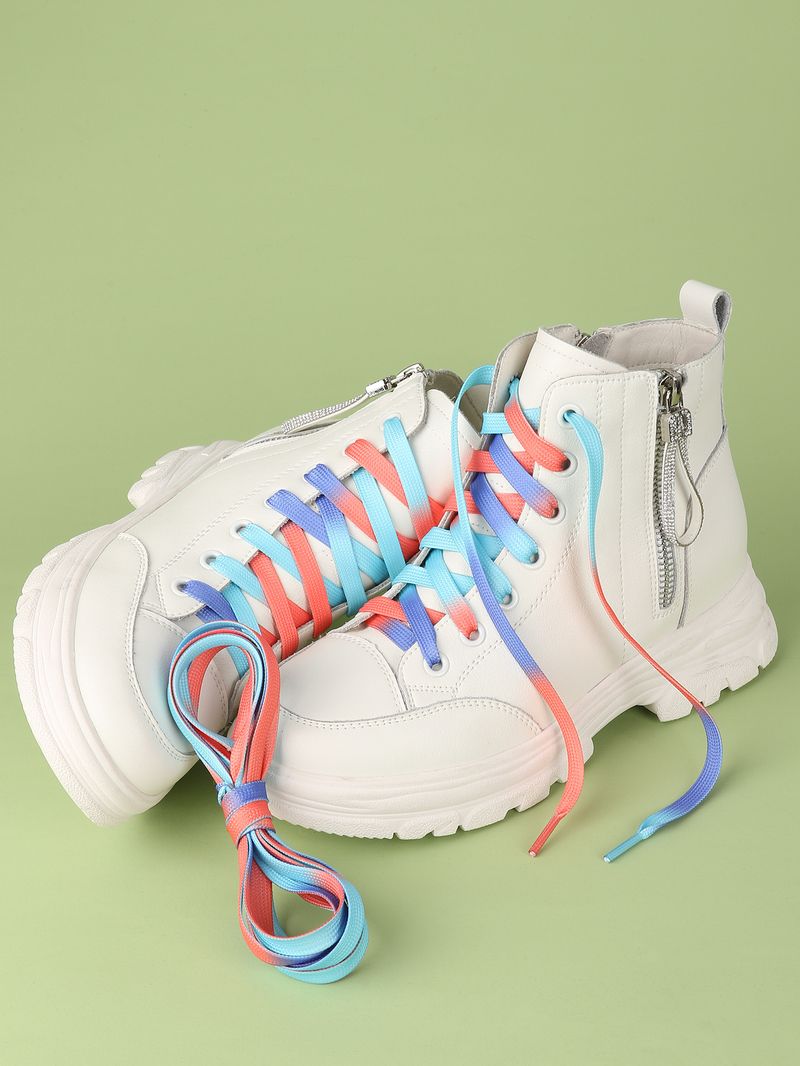 LACCI STAMPATI TIE DYE COLORATI, LACCI DOPPI PIATTI DA 8MM, PER SCARPE SPORTIVE BIANCHE, INS, MODA, SFUMATURE_voghion.com