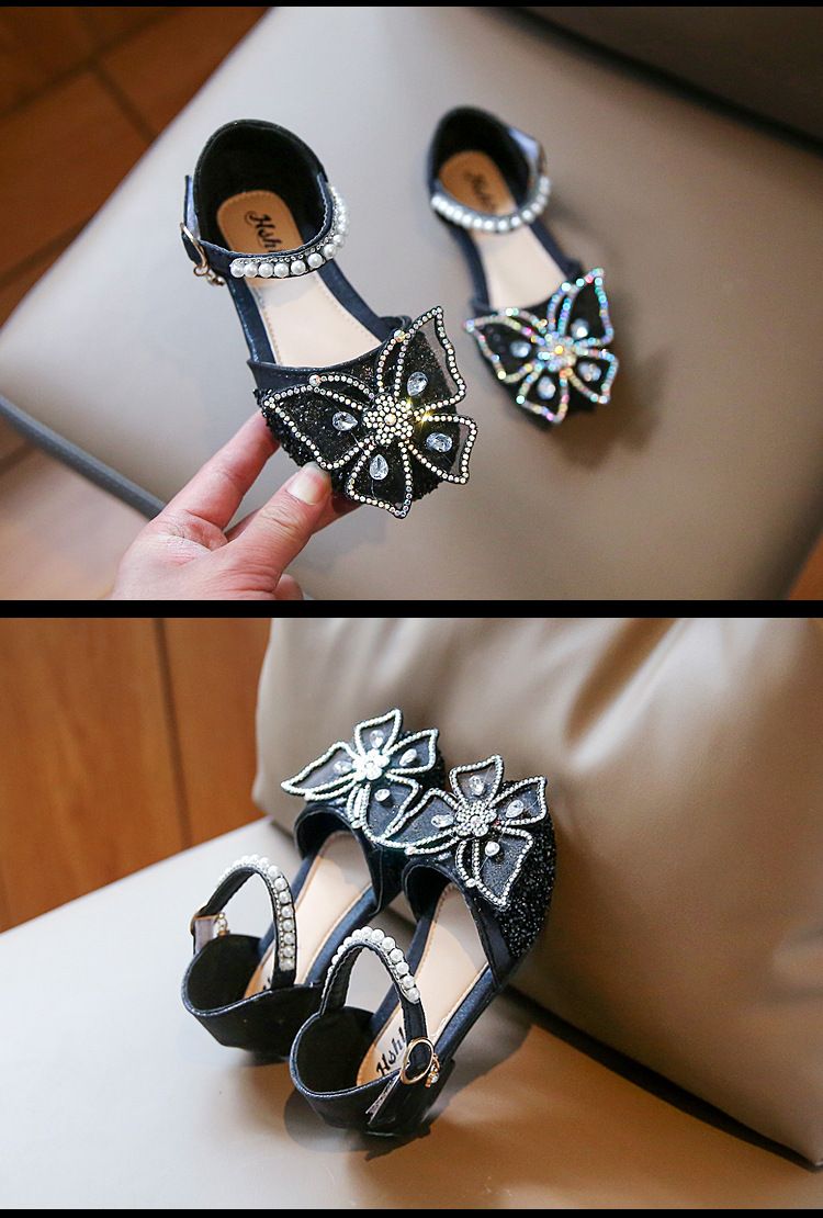 2025 Spring Cross Border New Bow Pearl Sandals Children's Single Shoes High Value Princess Shoes Girls' Small Leather Shoes_voghion.com