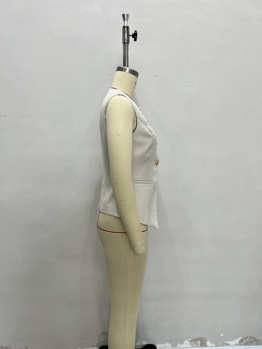 Damenbekleidung Jacke Dekorative Knöpfe Einfarbig Ärmellose Temperament Weste_voghion.com