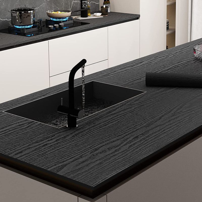 Wood Grain Self-Adhesive Moisture-Proof Furniture Color Change Wardrobe Sticker Home Black Walnut PVC Wallpaper Factory_voghion.com