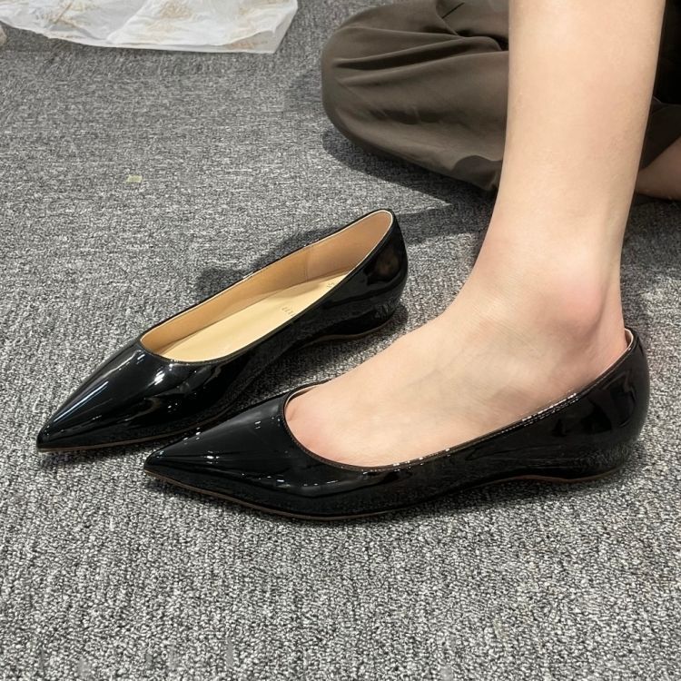 Naked color pointed toe shallow mouth single shoes for women with low heels and flat soles, 2024 new internally elevated_voghion.com