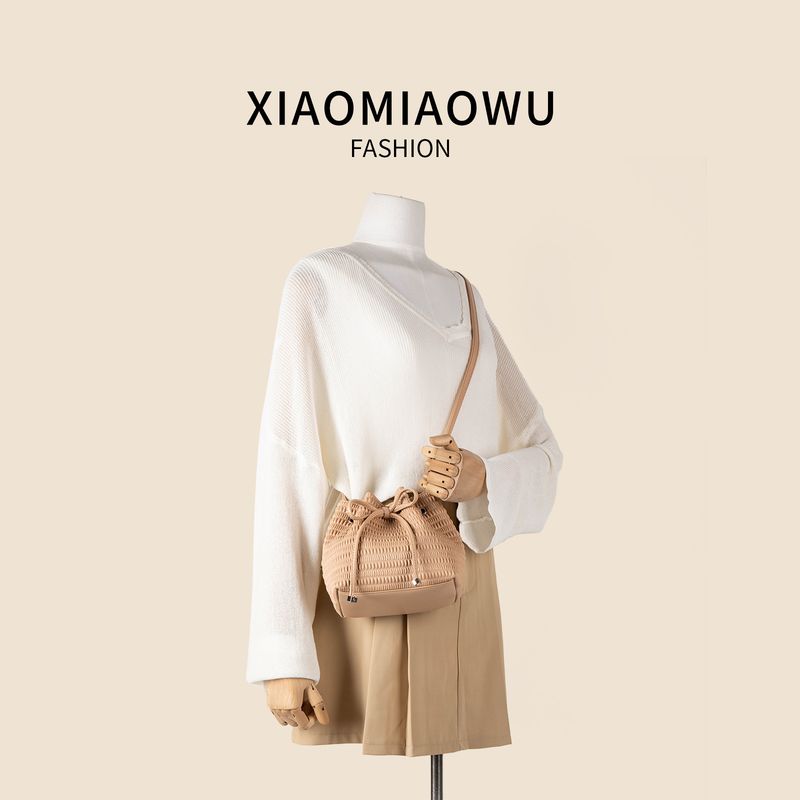 Borsa a tracolla in morbida pelle, di alta qualità, stile pigro, con coulisse, intrecciata, per donna, semplice e di nicchia_voghion.com