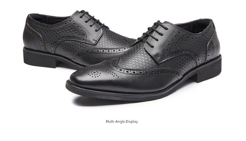 Handmade First Layer Cowhide British Brogue Carved Leather Men Youth Business Suit Brown Derby Shoes Breathable_voghion.com
