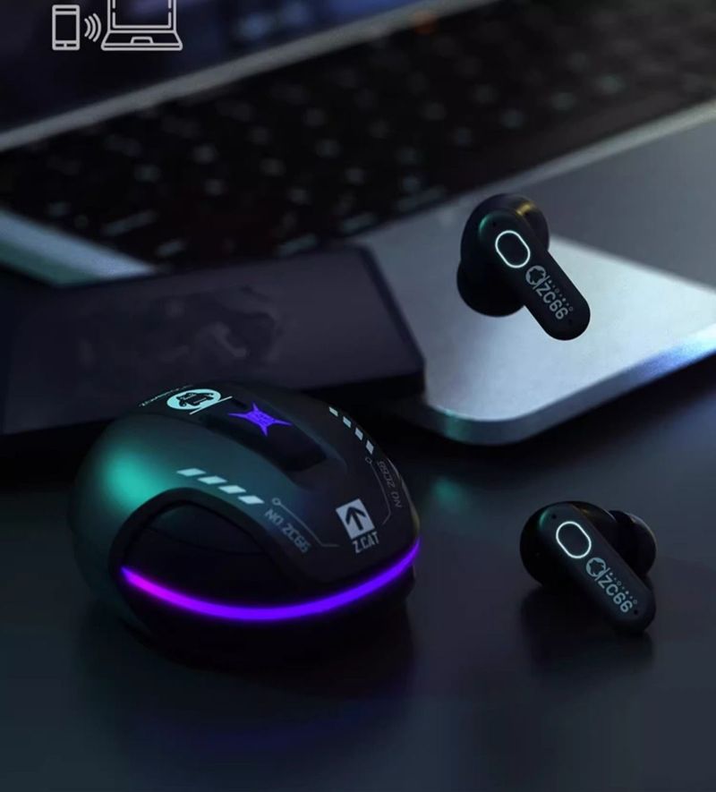Beike Devil Cat ANC Active Noise Cancelling Wireless Bluetooth Earphones 2024 New In-Ear Gaming E-Sports Sports_voghion.com