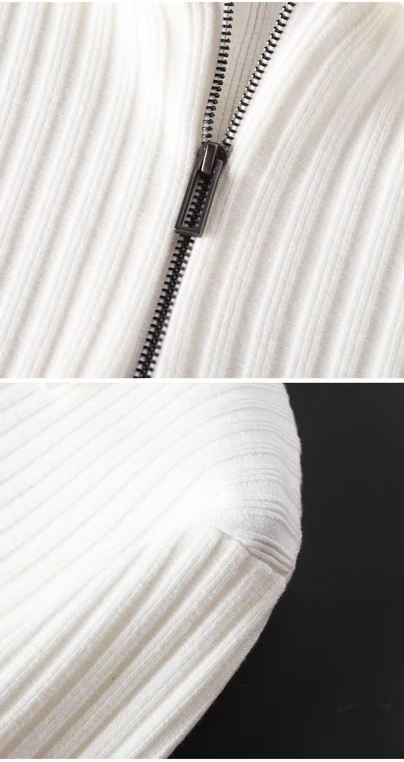 Autumn Winter New Polo Shirt Turn-down Collar Half-zip Long-sleeved Knitted Sweater Men's Slim Business_voghion.com
