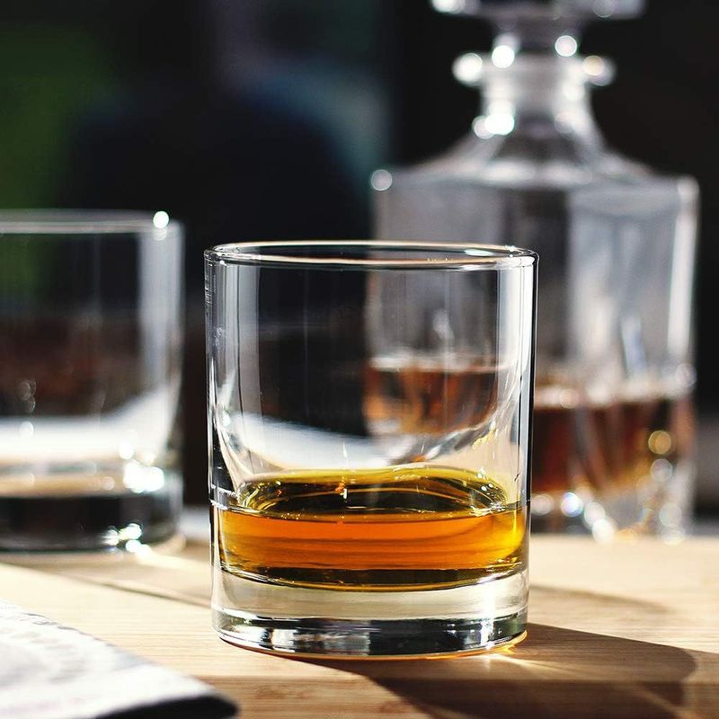 Conjunto de 2 copos de uísque vintage - Copo clássico para uísque escocês e bourbon para puro ou com gelo (base pesada de 10 oz, cristal sem chumbo, para uso doméstico)_voghion.com