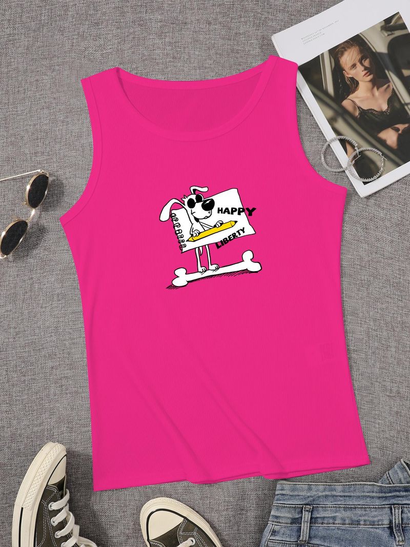 Stretchy Ribbed Women's Tank Top in Solid Colors for Yoga or Casual Wear_voghion.com