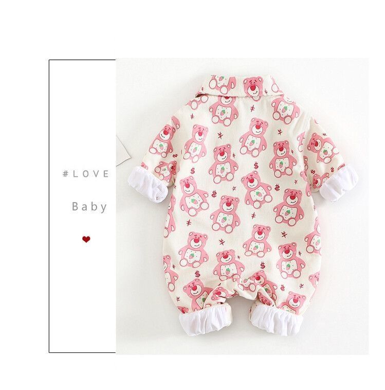 Baby Onesie Ανοιξιάτικα και Φθινοπωρινά ρούχα διπλής στρώσης από καθαρό βαμβάκι Ανδρικά και γυναικεία ρούχα για μωρά χαριτωμένα κινούμενα σχέδια ανοιξιάτικα και φθινοπωρινά ρούχα αναρρίχησης_voghion.com