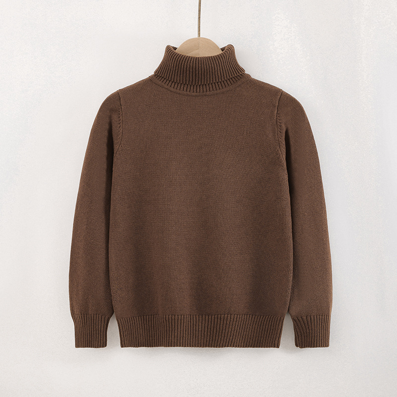 Pull à col roulé pour enfants, pull à Base en tricot pour filles, couleur unie, automne et hiver_voghion.com