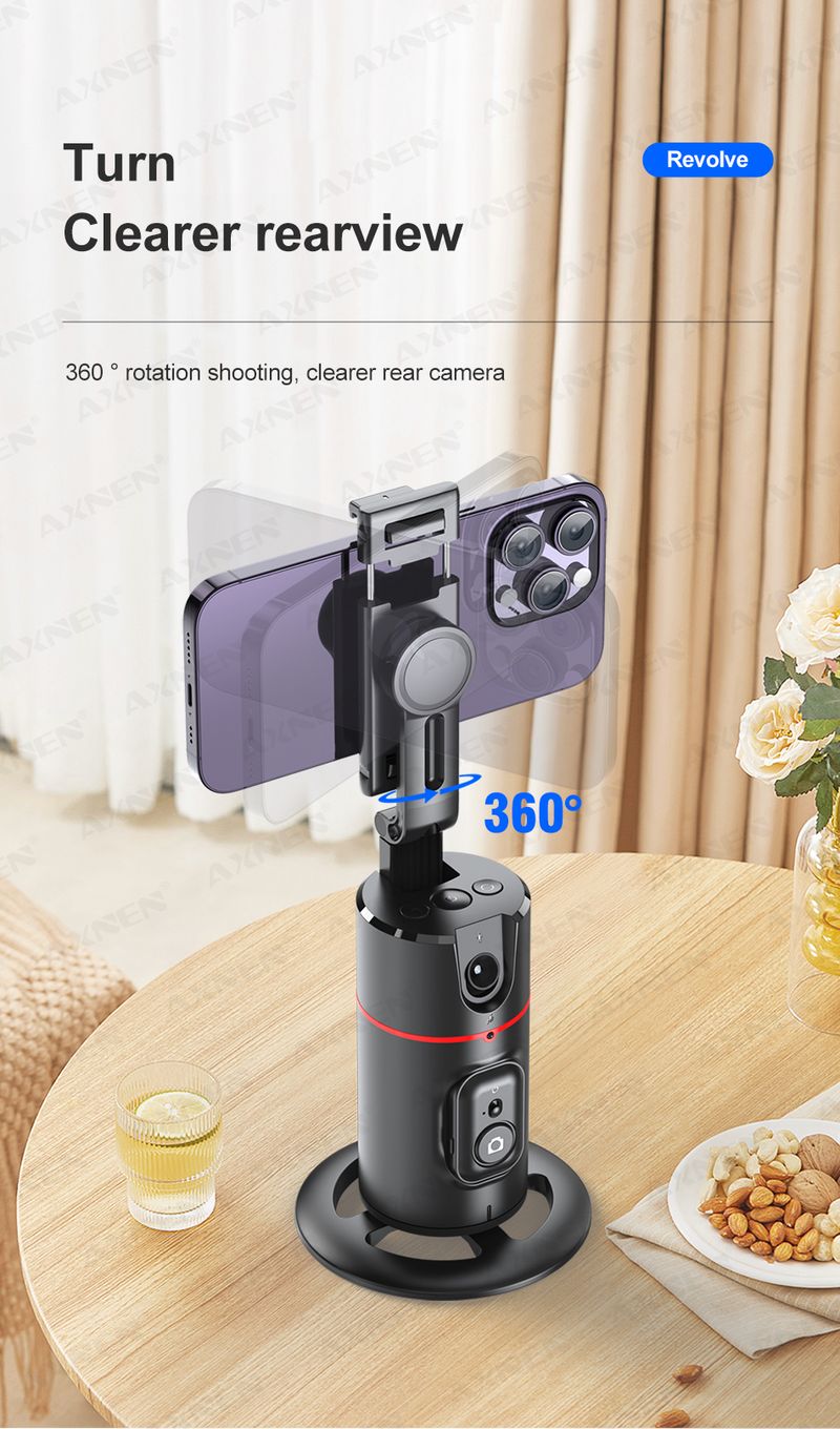 ANSEN AI Auto Following Stabilizer 360 Rotation Telefonständer P02 Desktop Tracking Gimbal mit Fernbedienung für Live-Fotografie_voghion.com