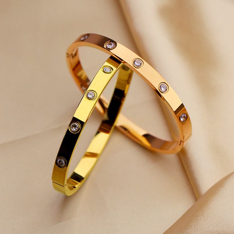 Armbånd Ti Diamond Buckle Titanium stål armbånd Internet Berømthed smykker_voghion.com