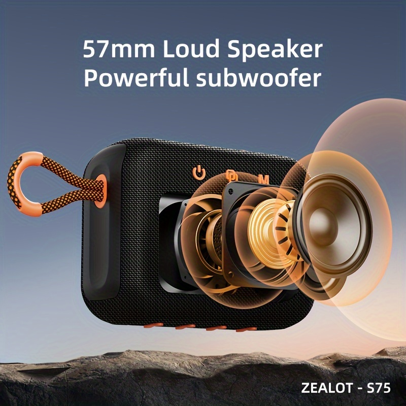 Zealot S75 draagbare draadloze luidspreker, ondersteuning voor TF-kaart/U-schijf/AUX-kabel/TWS twee seriële poortweergave, luidspreker, geschikt voor mobiele telefoon/tablet/TV/com_voghion.com