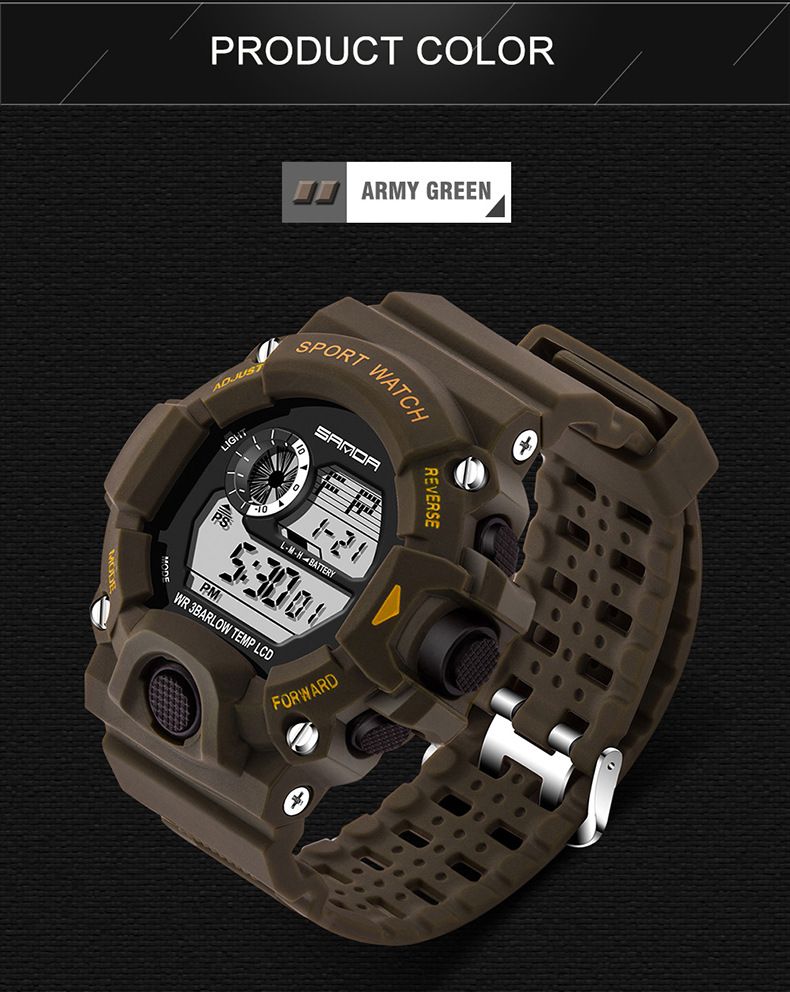 Montre de sport numérique pour hommes et femmes avec alarme, étanche, chronomètre, rétroéclairage LED, montre électronique multifonction pour étudiants et professionnels_voghion.com