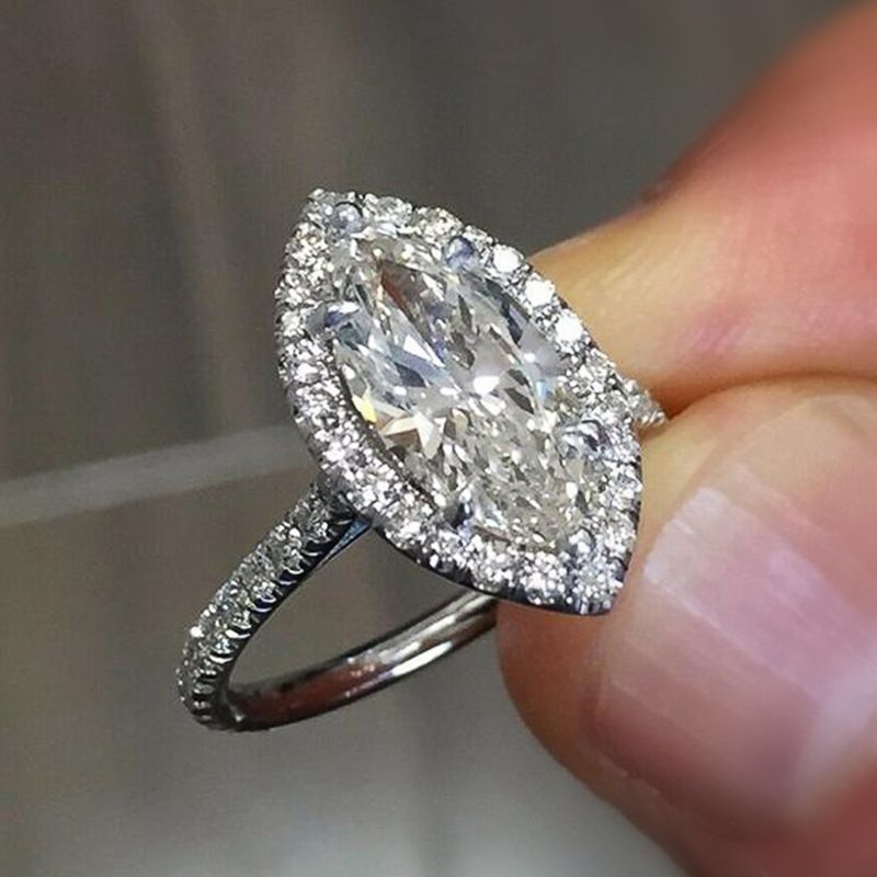 Anello di fidanzamento e proposta di matrimonio da donna con zirconi intarsiati a forma di occhio di cavallo, modello Cao Shi Jewelry Merchant_voghion.com