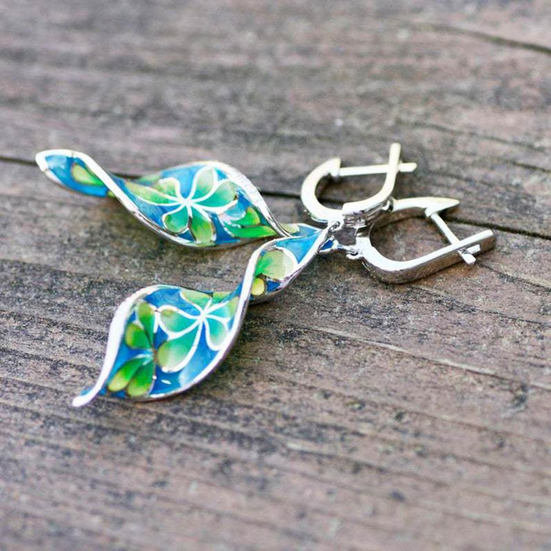 Yamaler 1 paio di orecchini pendenti a forma di spirale con smalto dipinto vintage di lunga durata alla moda per_voghion.com