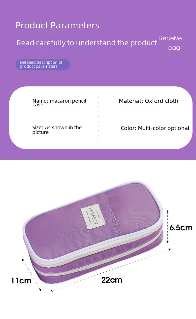 Cross-border Macaron Composite Cloth Pencil Case Large Capacity ins Japanese Student Multifunctional Pencil Case Simple Pencil Case Wholesale_voghion.com