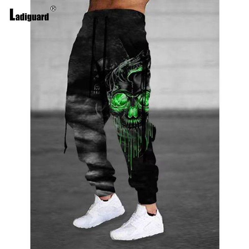 Plus Size 6xl Men Casual Elastic Waist Gothic Skull Print Trouser Mens Fashion Hip Hop Sweatpan Men's Stand Pocket_voghion.com