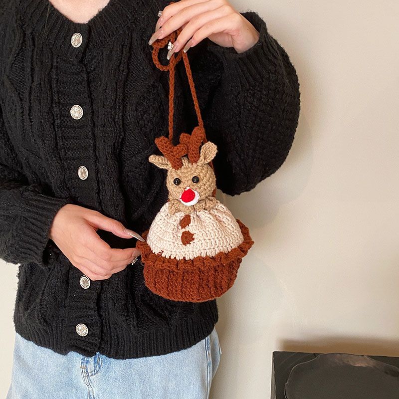 Nuova borsa a tracolla piccola in filato lavorato a maglia, regalo per ragazzi e ragazze, borsa intrecciata fatta a mano_voghion.com