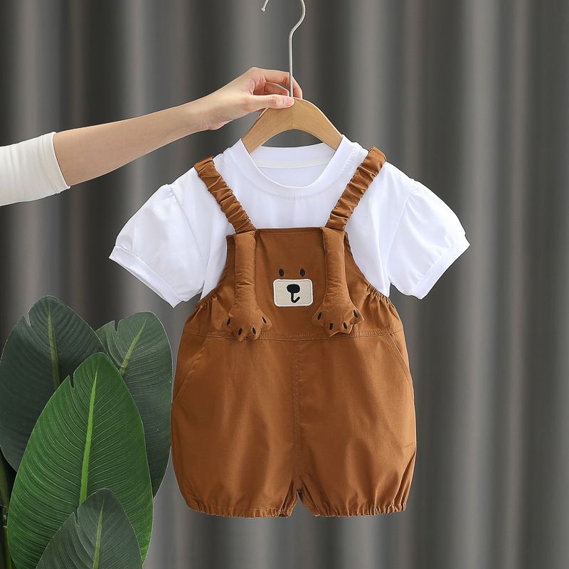 Cinque piccoli sette abbigliamento per bambini 2025 collezione estiva nuovo stile 0-4 anni ragazzi e ragazze cinturino lungo orso_voghion.com