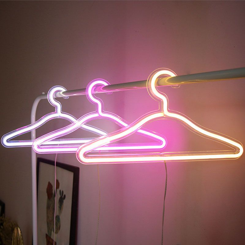 LED Neon Light Sign Clothes Stand USB Powered Hanger Night Lamp for Bedroom Home Wedding Clothing Store Art Wall Decor Xmas Gift_voghion.com
