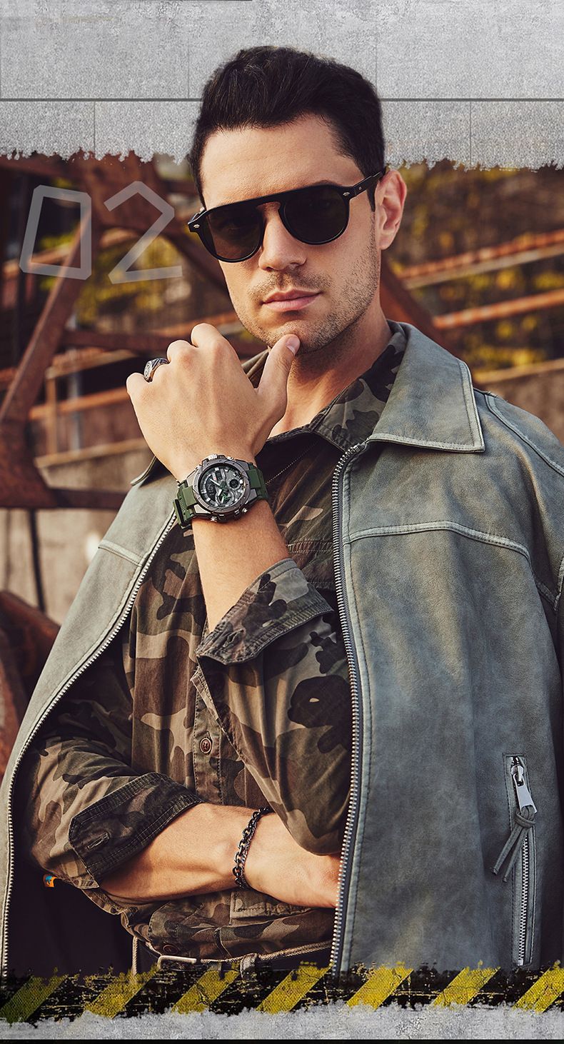Men's Digital Sports Watch With Alarm, Night Light, Stopwatch, Waterproof 50M, Dual Display (Analog + Digital), Durable TPU Strap, Zinc Alloy Case_voghion.com