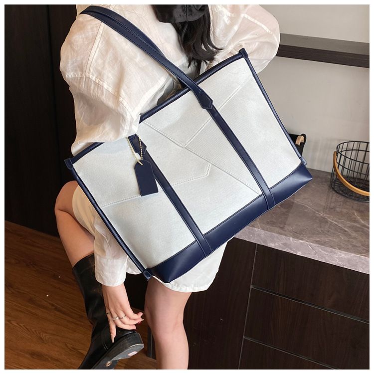 Women's Tote Bags Casual Large-capacity Handbag, Women's Fashionable Color-blocked Single-shoulder Bag, Commuting Tote Bag For Work_voghion.com