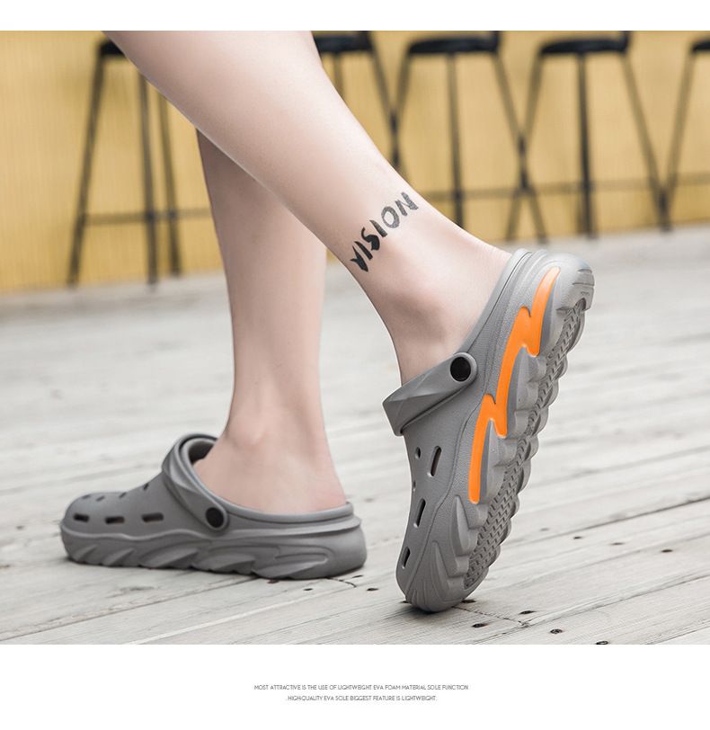Chaussures d'été pour hommes, chaussures de plage légères et antidérapantes, pantoufles à double usage, taille L_voghion.com