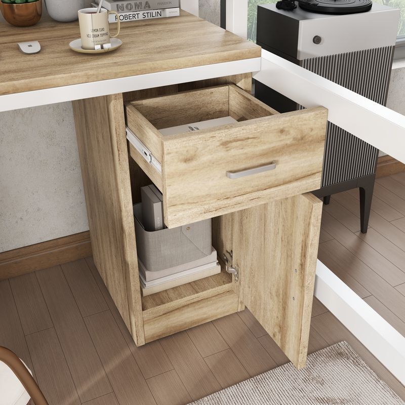 Lit à étages Eisenbett pour enfants et adolescents avec bureau, armoire, étagères de rangement, échelle 4 marches, structure en fer et MDF, finition blanche et naturelle, 90 x 200 cm_voghion.com