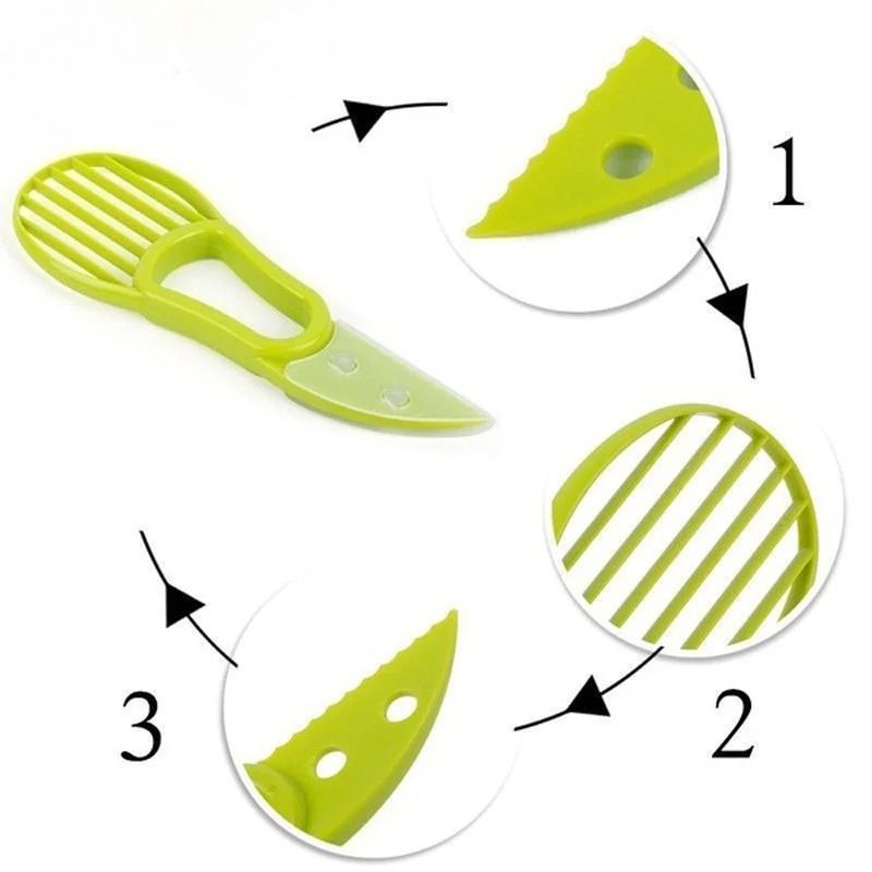 JJYY 3-in-1 Avocadoschneider, Shea-Entkerner, Butter, Obstschäler, Fruchtfleischtrenner, Plastikmesser, Küchen- und Gemüsewerkzeuge_voghion.com