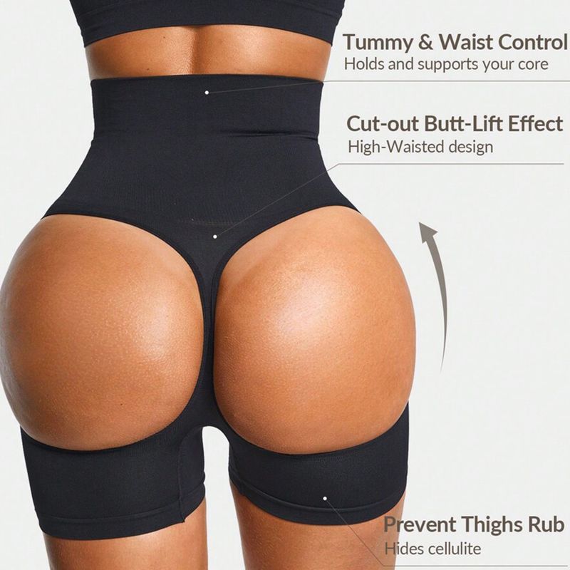 "High-Waisted Shapewear Shorts With Boning - Butt Lifting & Tummy Control Seamless Underwear For Women - Breathable Nylon Blend Slimming Panties_voghion.com