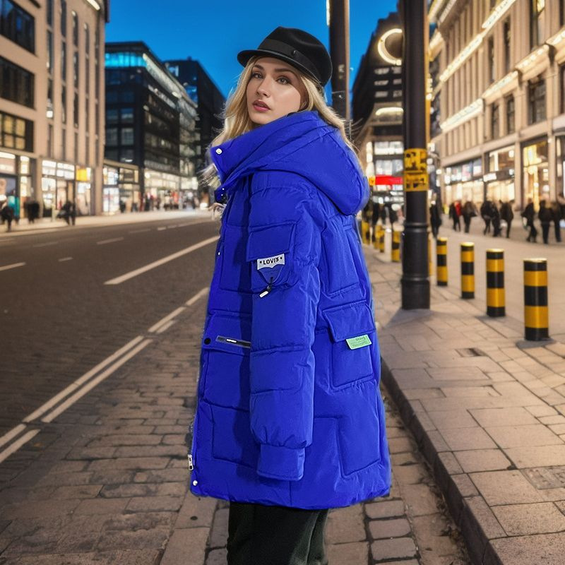 Damen Warme Jacke Wattierte Jacke im langen Winter Neue Dicke Winddichte Warme Wattierte Jacke Ausländische Luft Wattierte Jacke_voghion.com