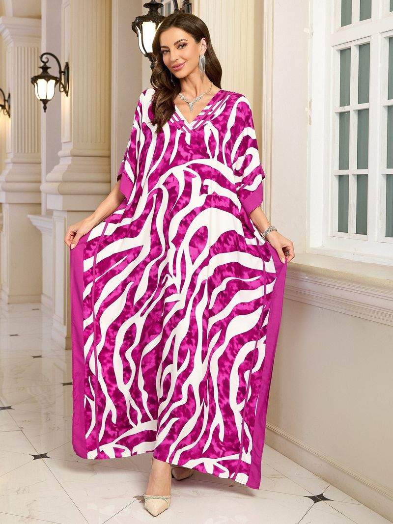 Kadın Baskılı Rayon Plaj Elbisesi - UPF Korumalı Uçuşan Boho Kimono Bornoz (Tek Beden, Hafif ve Nefes Alabilir)_voghion.com