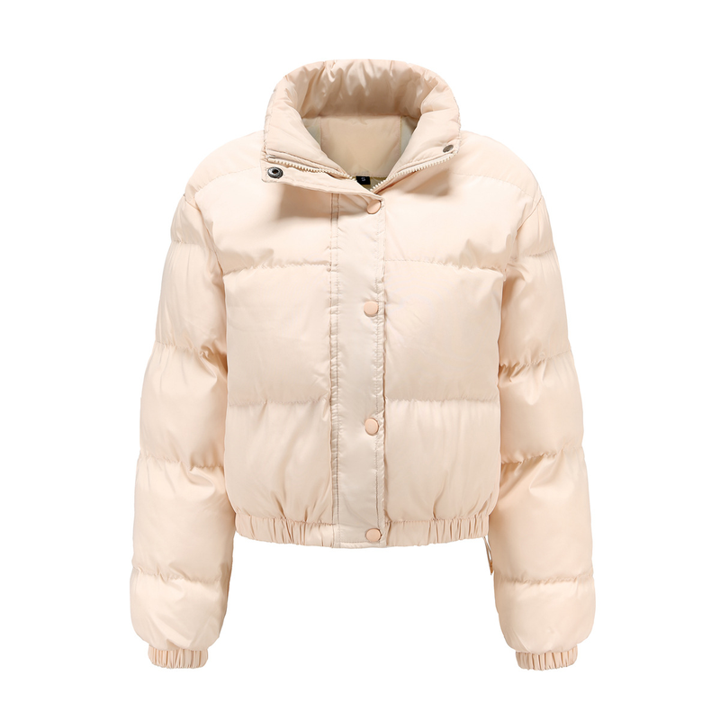 Women's fashion long sleeve high neck warm coat loose casual cotton-padded jacket_voghion.com