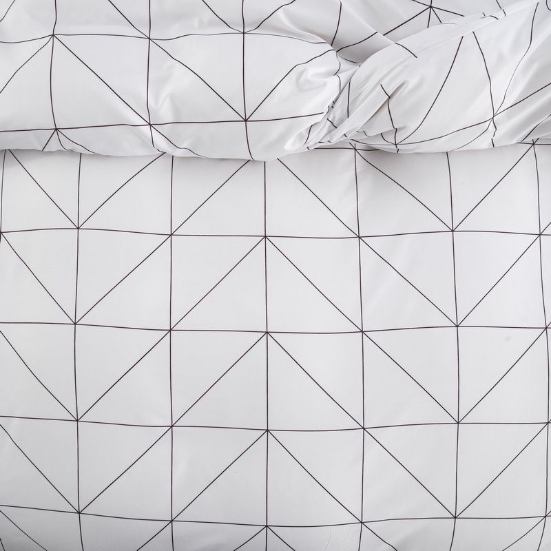 Set copripiumino con stampa a griglia morbida - Biancheria da letto in microfibra traspirante, stile scandinavo, diverse misure (singolo/matrimoniale/king size)_voghion.com