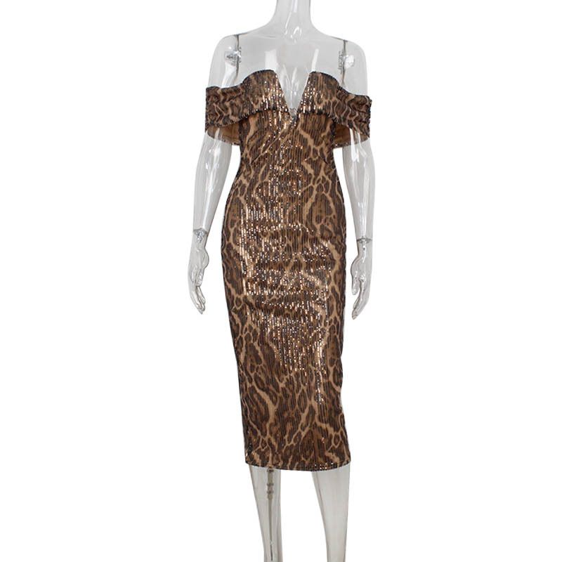 Abbigliamento da donna, moda, stampa leopardata, sexy, top monospalla, scollo a V, fianchi stretti, abito da red carpet_voghion.com
