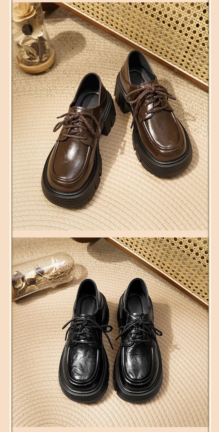 Mocasines de plataforma para mujer, recién llegados en 2025, tacón grueso, estilo universitario retro, planos británicos genuinos, primavera y otoño, talla pequeña_voghion.com