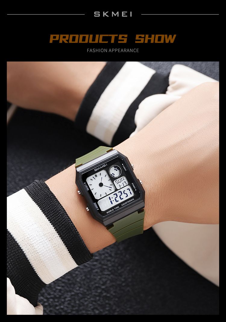 5 Wecker Männliche Militärsportuhren Analoge Digitalanzeige Mehrere Zeitzonen Wasserdichte Schwimmuhr für Herren_voghion.com