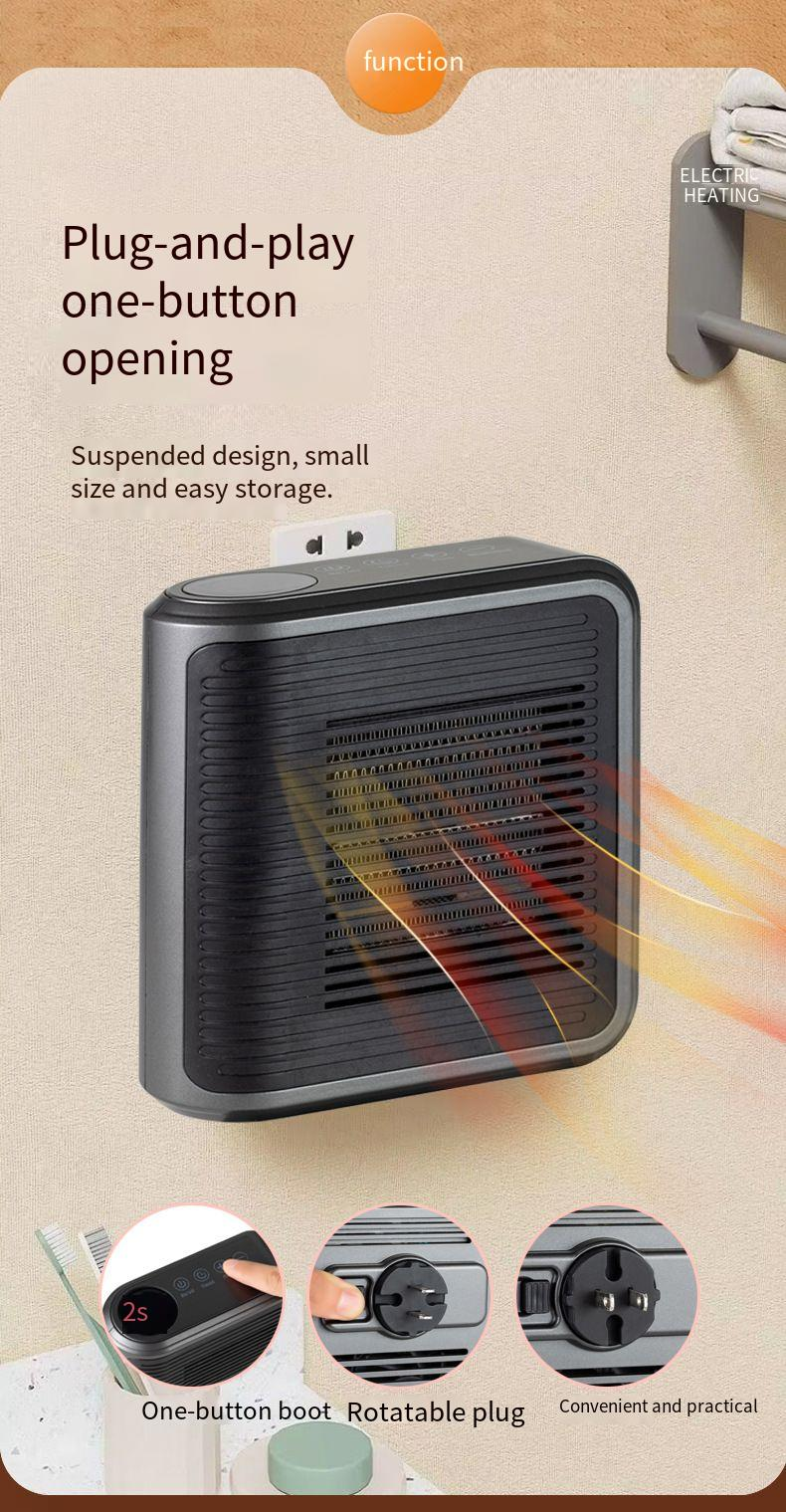 Mini-Heizlüfter zur Wandmontage, multifunktionaler Touch-Timer, Fernbedienung, Heißluftgebläse, Wärmer_voghion.com